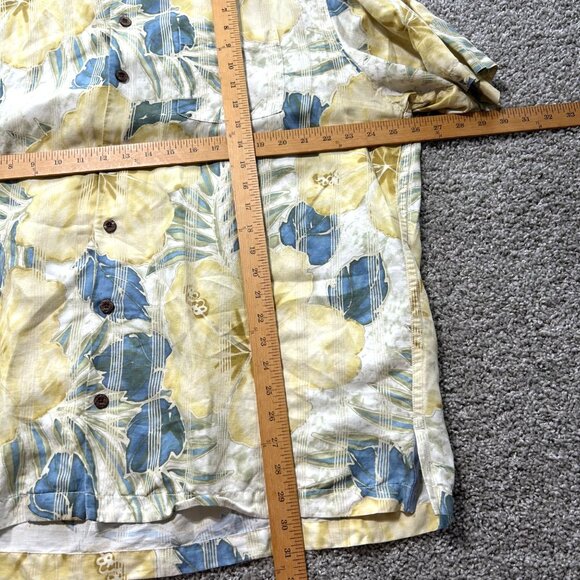 Tommy Bahamas Men's Sz Extra Large Yellow Casual Hawaiian Silk Floral - Picture 8 of 8